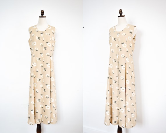 button front daisy print dress | large