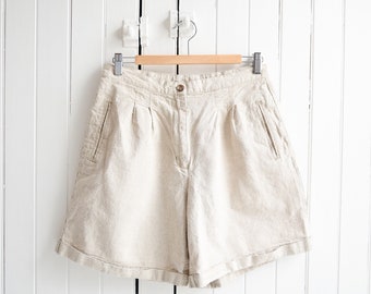 linen blend high rise shorts | 28w