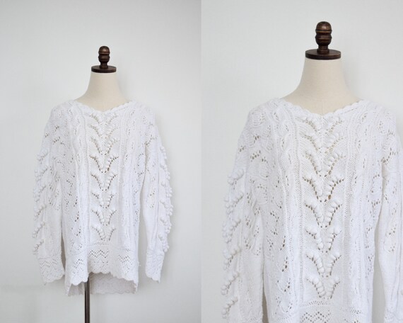 white chunky knit sweater | m