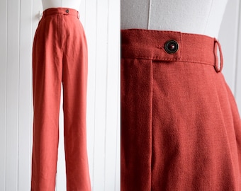 woven red high rise trousers | 29-30w