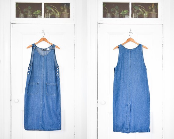 denim jumper midi dress