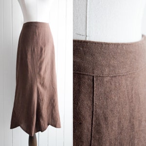 almond linen blend skirt | 27w