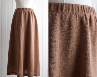 almond brown knit midi skirt | 25-28w