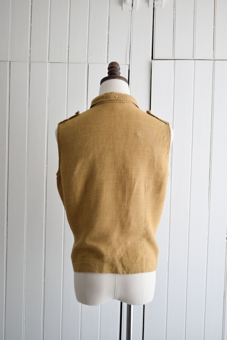 camel linen sleeveless blouse sm