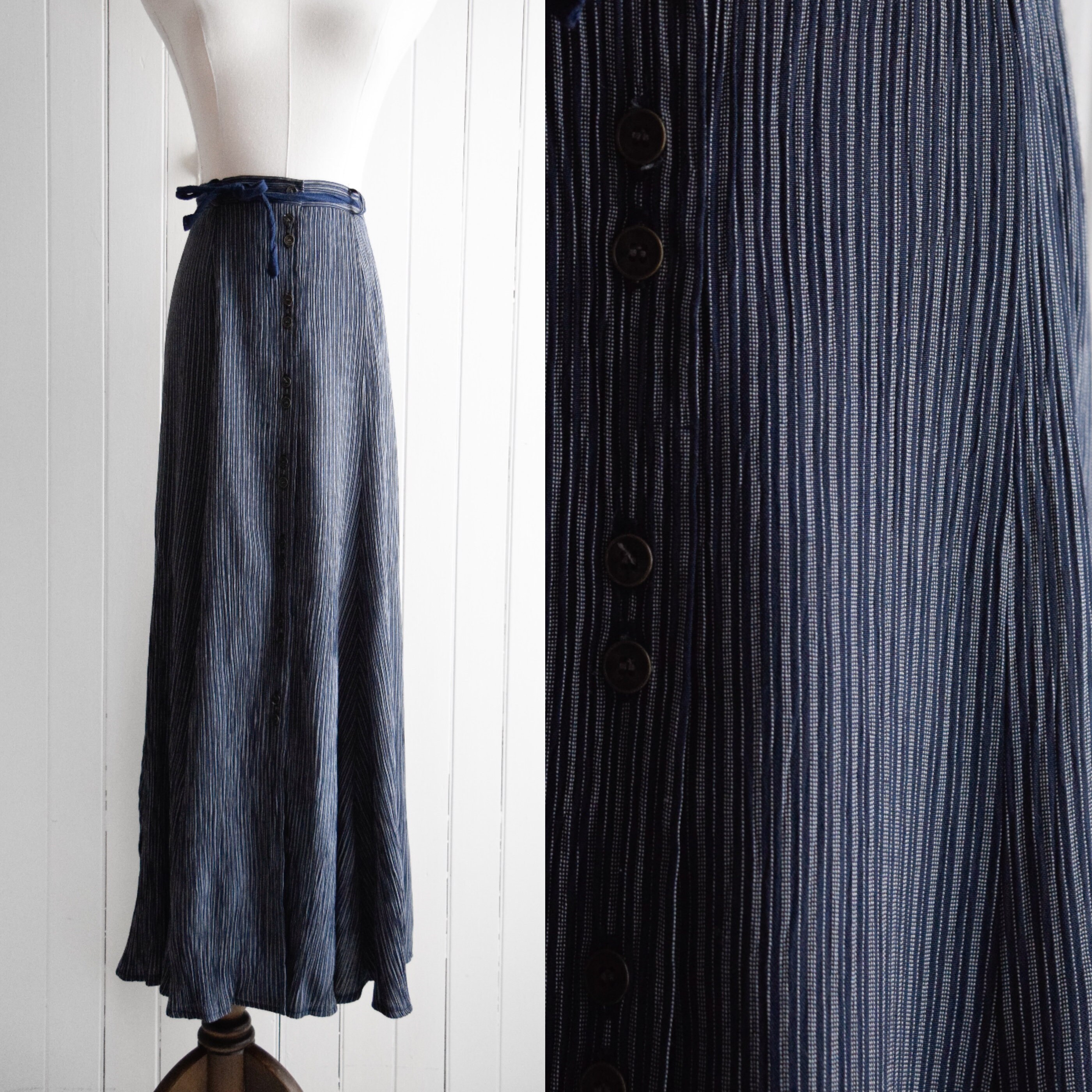 navy button front maxi skirt 28w