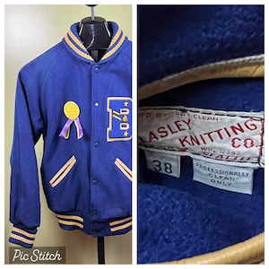 ジャケット・アウター 50s Lasley Knitting Wool Varsity Jacket Vintage 50s 60s Lasley Knitting Co Letterman Varsity Jacket 36 Red