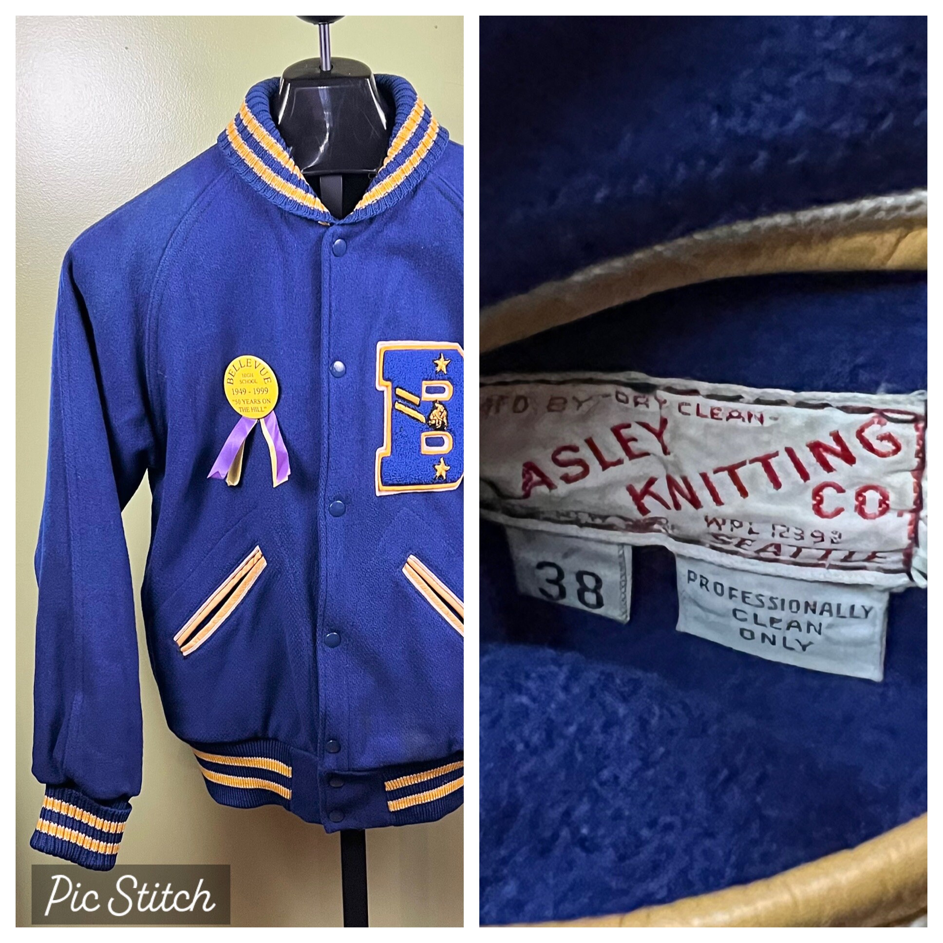 Vtg 50's Lasley Knitting Co. Letterman Jacket Sz 38 Wool Vtg 50's Lasley Knitting Co. Letterman Jacket Sz 38 Wool