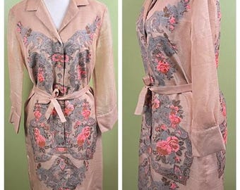 Vtg 70's Hawaiian Shirt Dress by Alfred Shaheen sz Small Shear w/ Belt