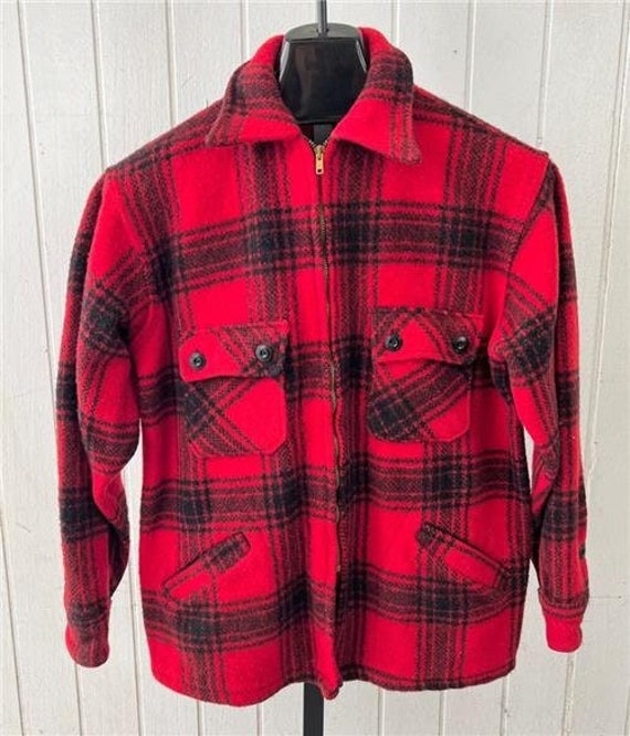 60s- winter king check wool jacket