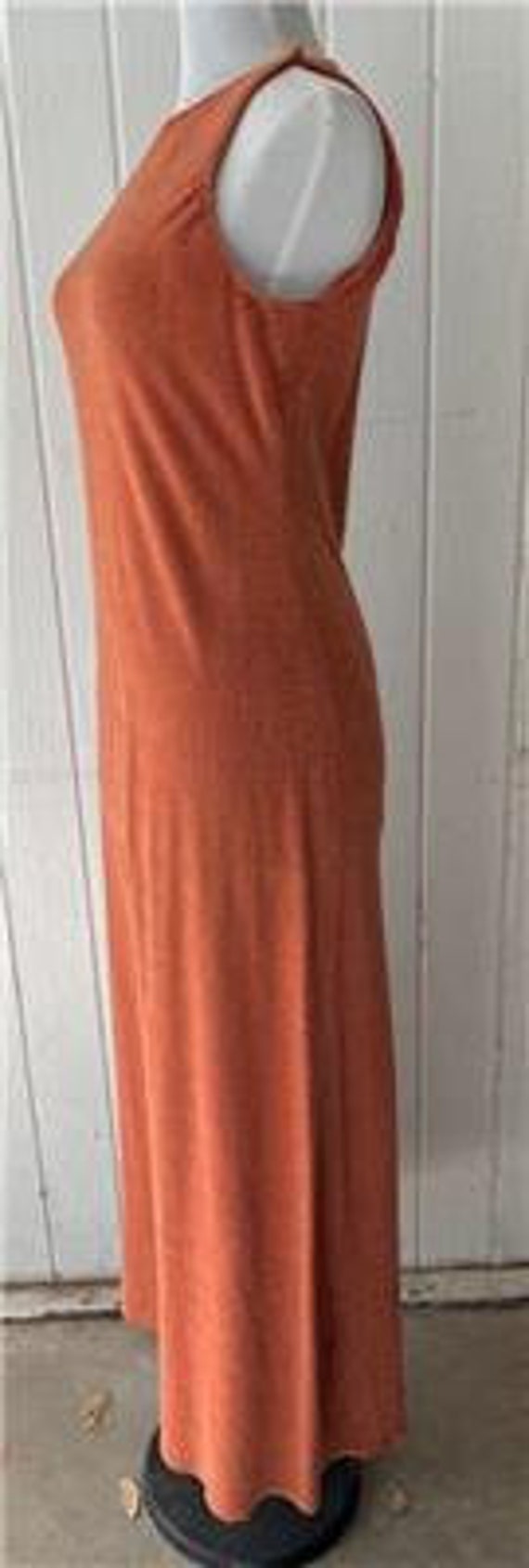 Vtg 1970's Long Terry Cloth Dress sz Small Sienna - image 3