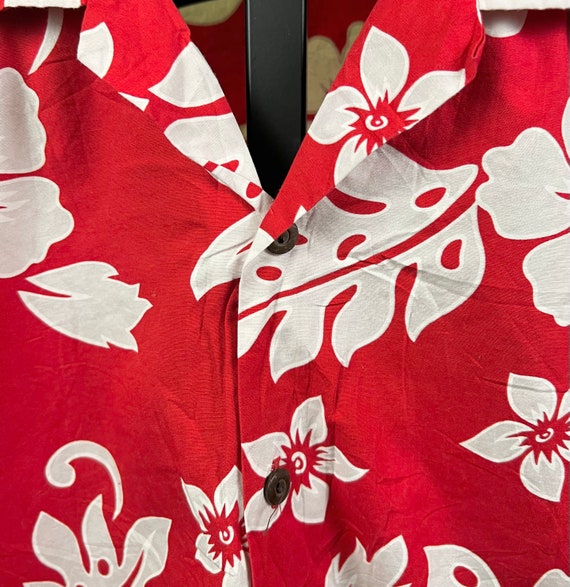 Vintage 1970's Kids Alohawears Shirt sz 12 Red Fl… - image 4