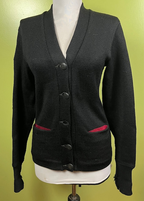 Vtg 1950's LASLEY KNITTING Co Letterman Sweater Sz 36 Black Vtg 1950's LASLEY KNITTING Co Letterman Sweater Sz 36 Black