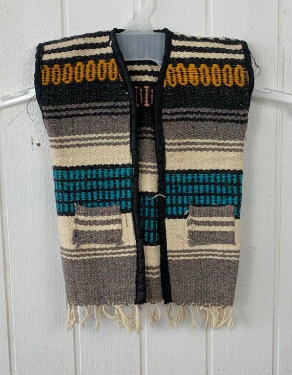 Vtg 1960’s Toddlers Mexican Blanket Serape Vest s… - image 1