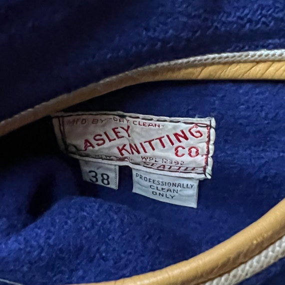 Vtg 50's Lasley Knitting Co. Letterman Jacket Sz 38 Wool Blue