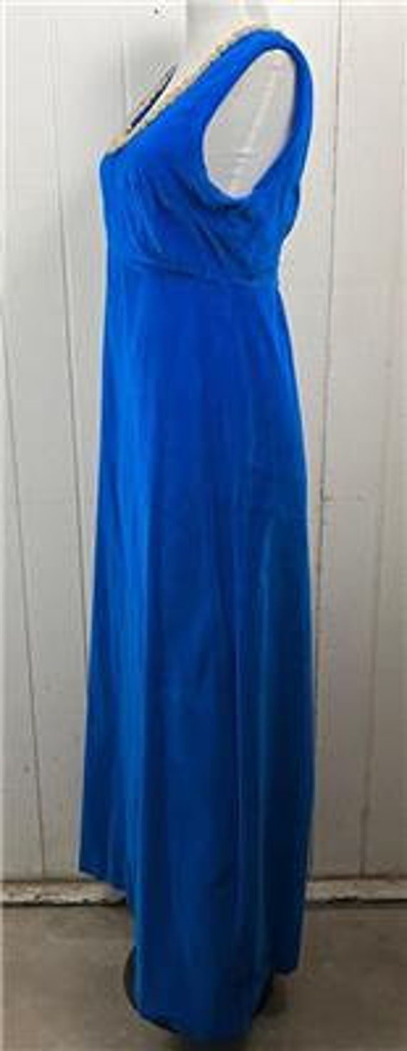 Vtg 1960's Maxi Long Dress sz Medium Blue Velvet … - image 3