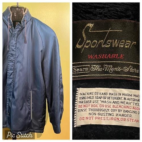 Sportswear by SEARS Car Coat Sz 36 TALON Blue Jacket 1960's