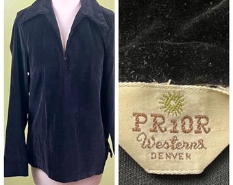 Vtg 60's Crown Prince Bowling Shirt Sz M Teal S/S 