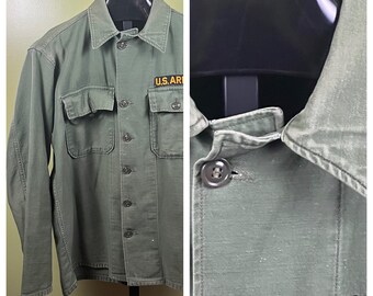 VINTAGE | U.S Army OG 107 Sateen Button Down Shirt Sz M - Etsy