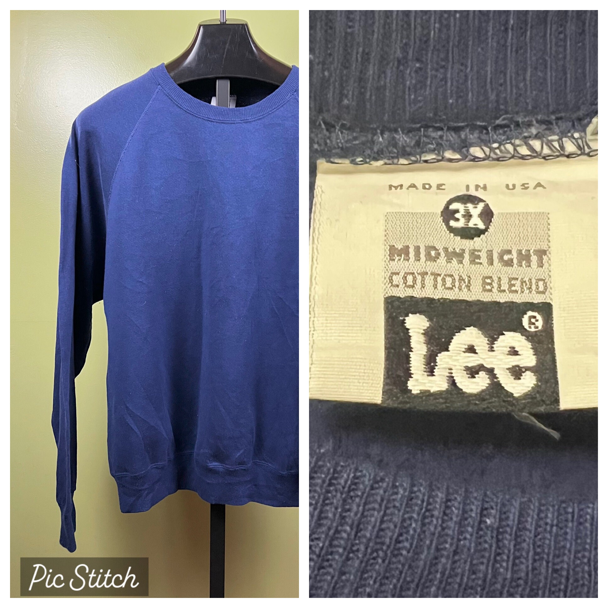 Vintage 1980's Lee Crewneck Sweatshirt Sz 3XL Navy Blue
