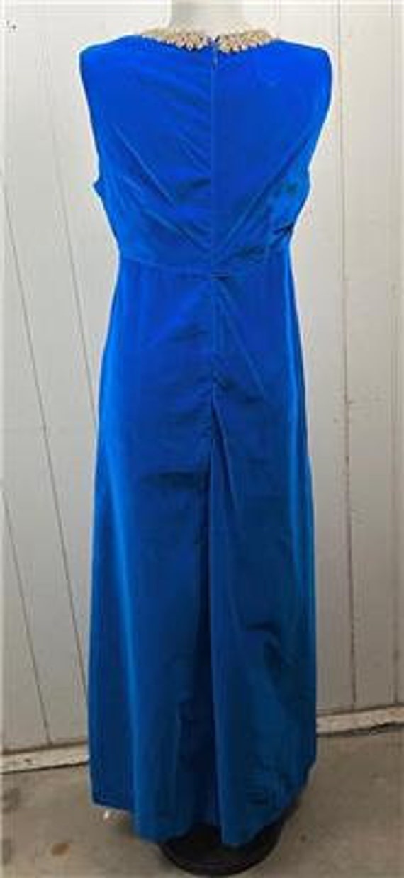 Vtg 1960's Maxi Long Dress sz Medium Blue Velvet … - image 2