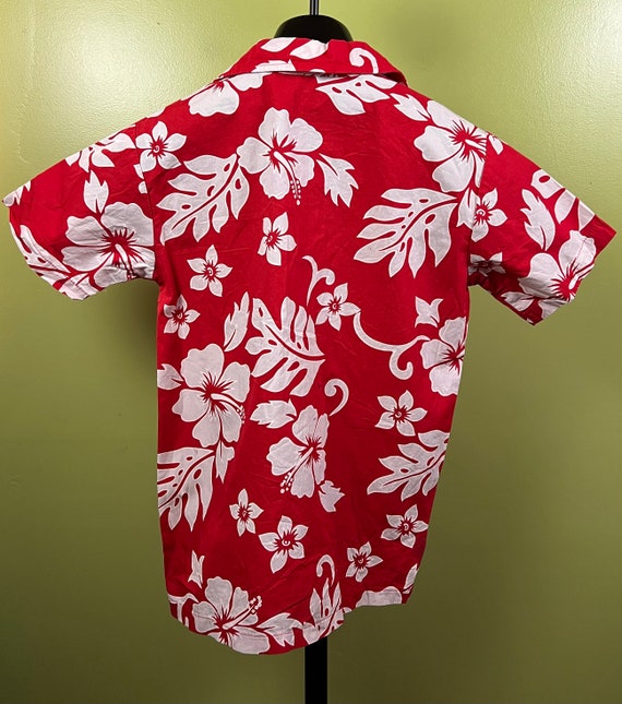 Vintage 1970's Kids Alohawears Shirt sz 12 Red Fl… - image 3