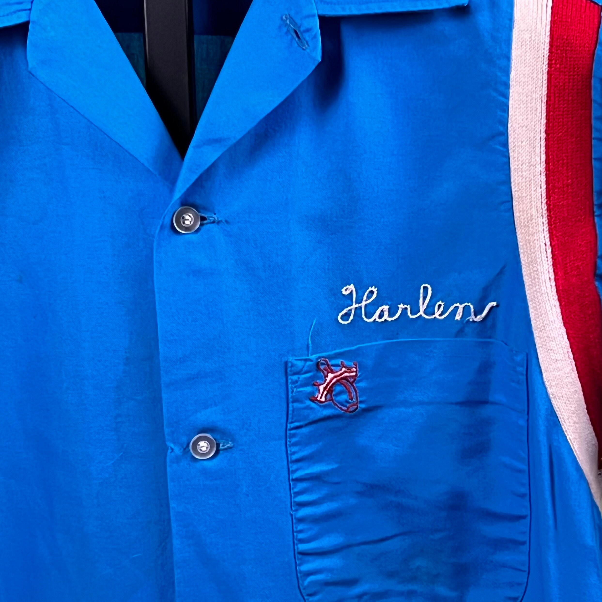 Vintage Hilton Bowling Shirt Sz Small 1970's Blue S/S 