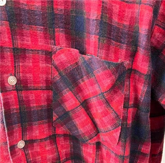 60's Shirt sz XL Red & Black Plaid Rockabilly Vtg… - image 4