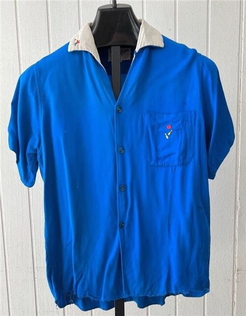 ウェア・シャツ 60's vintage king louie bowling shirt XL Vintage King Louie Bowling Shirt Sz Medium 1960's Blue S/S