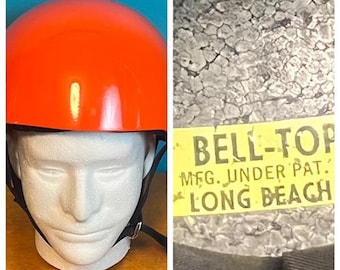 Vtg 60's Bell Toptex Shorty Motorcycle Racing Half Helmet Orange sz 7