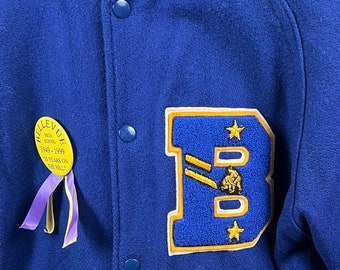 Vtg 50's Lasley Knitting Co. Letterman Jacket Sz 38 Wool Blue