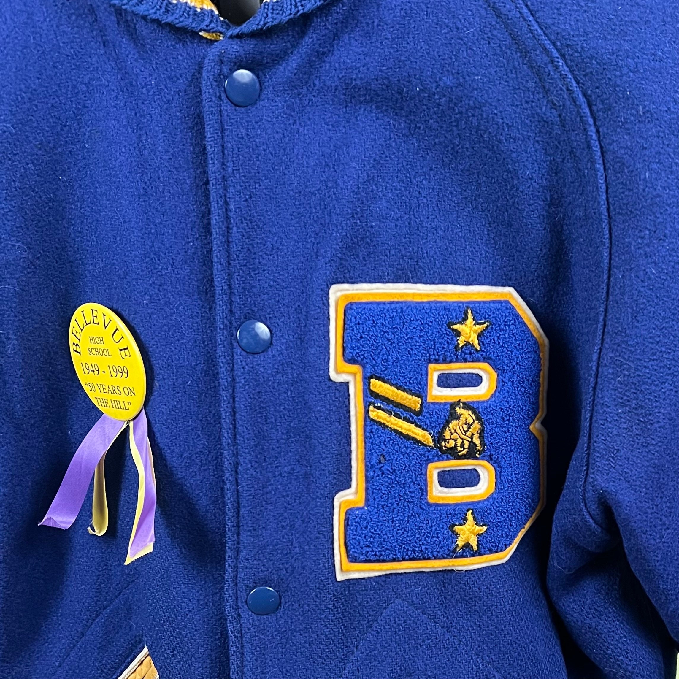 Vtg 50's Lasley Knitting Co. Letterman Jacket Sz 38 Wool Blue