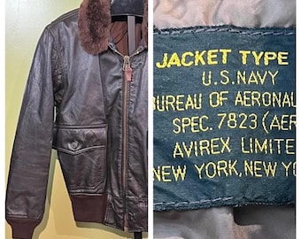 Vintage 60s US Navy G-1 Goatskin Leather Flight Jacket - Size 40
