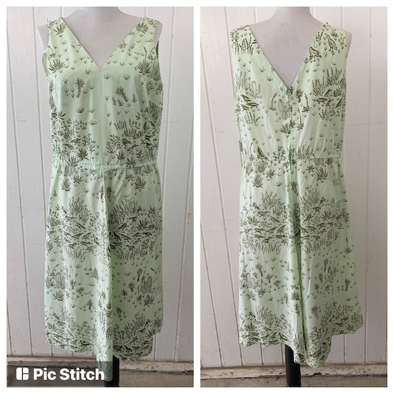 Vtg 70’s Sleeveless Dress sz L Pale Green - image 1