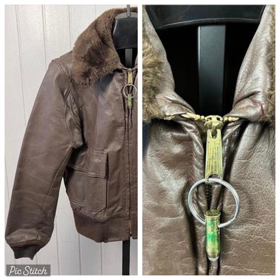 Vtg 1960 SCHOTT Bros Leather Bomber Flight Jacket Sz 40R Brown 