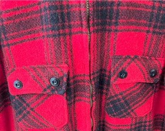 ジャケット・アウター 60s- winter king check wool jacket Vtg 50's Winter King Jacket Sz Large Red Black Plaid TALON