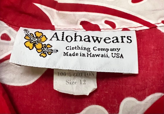 Vintage 1970's Kids Alohawears Shirt sz 12 Red Fl… - image 6