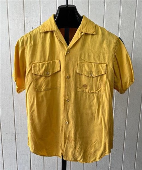 Vtg Nat Nast Bowling Shirt sz M 60's Yellow Chain… - image 2