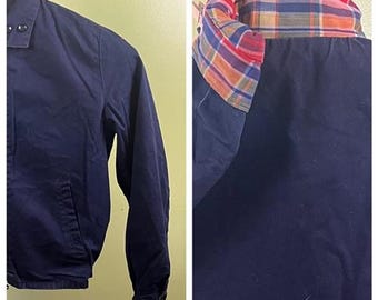 1980s Royal Blue Cotton Harrington Bomber Jacket Size XL Made in