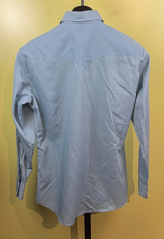 Vtg 70's Western Shirt by Round Up sz SM Lt. Blue… - image 3