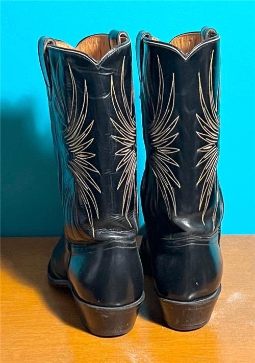 Vtg 50's Inlaid ACME Cowboy Boots sz 10 D Black w/ Gold Inlay Mens Schoenen Herenschoenen Laarzen 