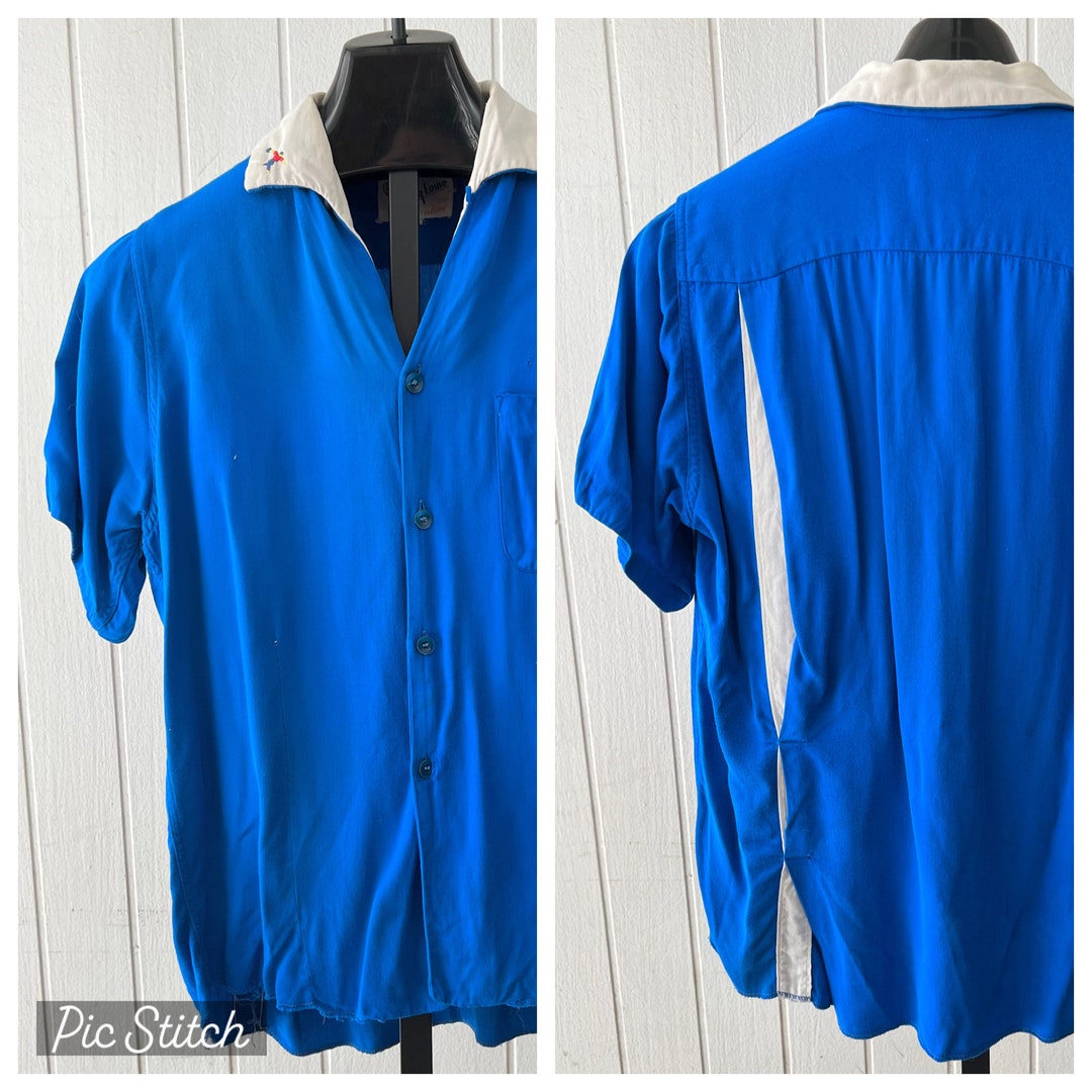 ウェア・シャツ 60's vintage king louie bowling shirt XL Vintage King Louie Bowling Shirt Sz Medium 1960's Blue S/S