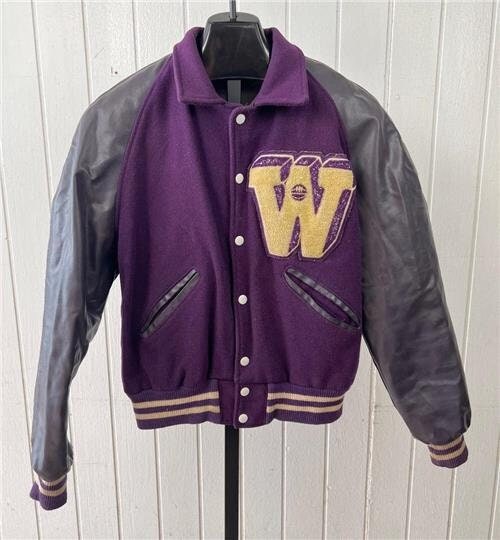 Vtg 70's Naugalite Letterman Jacket Sz 46 / Large Purple Vinyl Sleeves w -  Etsy