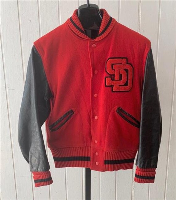 Vtg 60's College Letterman Jacket Sz Medium Red &