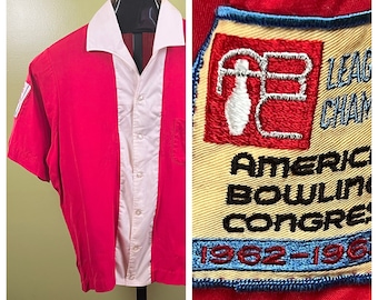 Vintage King Louie Bowling Shirt Sz Medium 1960's Blue S/S - Etsy