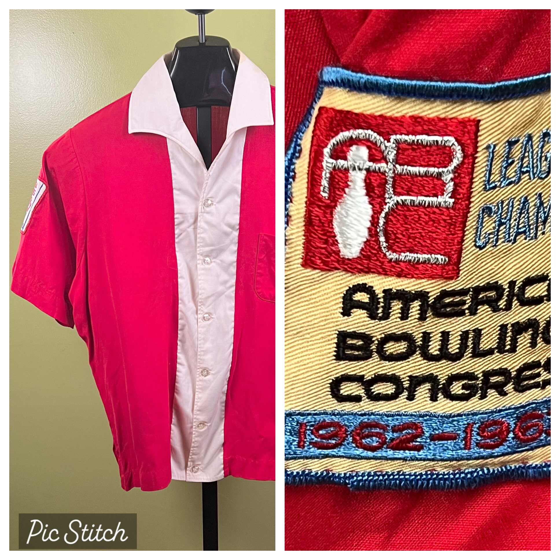ウェア・シャツ 60's vintage king louie bowling shirt XL Vintage King Louie Bowling Shirt sz Medium 1960's Blue S/S