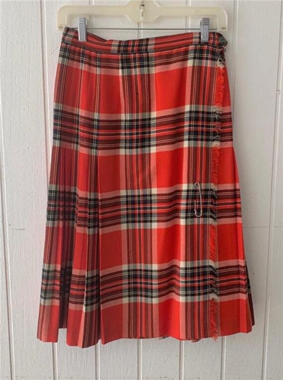 Vtg 1970's Ed Behan's Tartan Skirt sz Med Punk Red