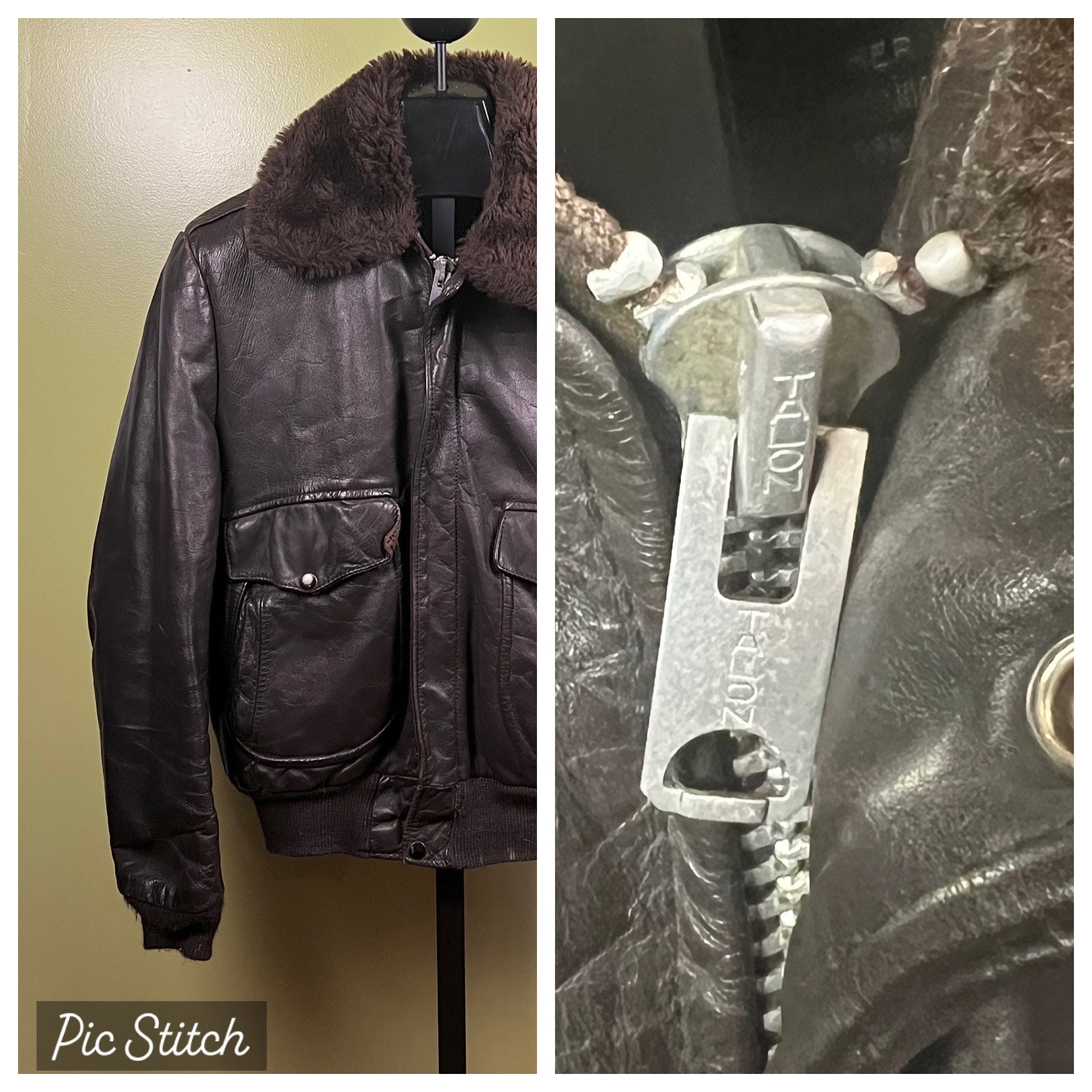 Vtg 60's COOPER Leather Bomber Jacket Sz 40R Brown TALON