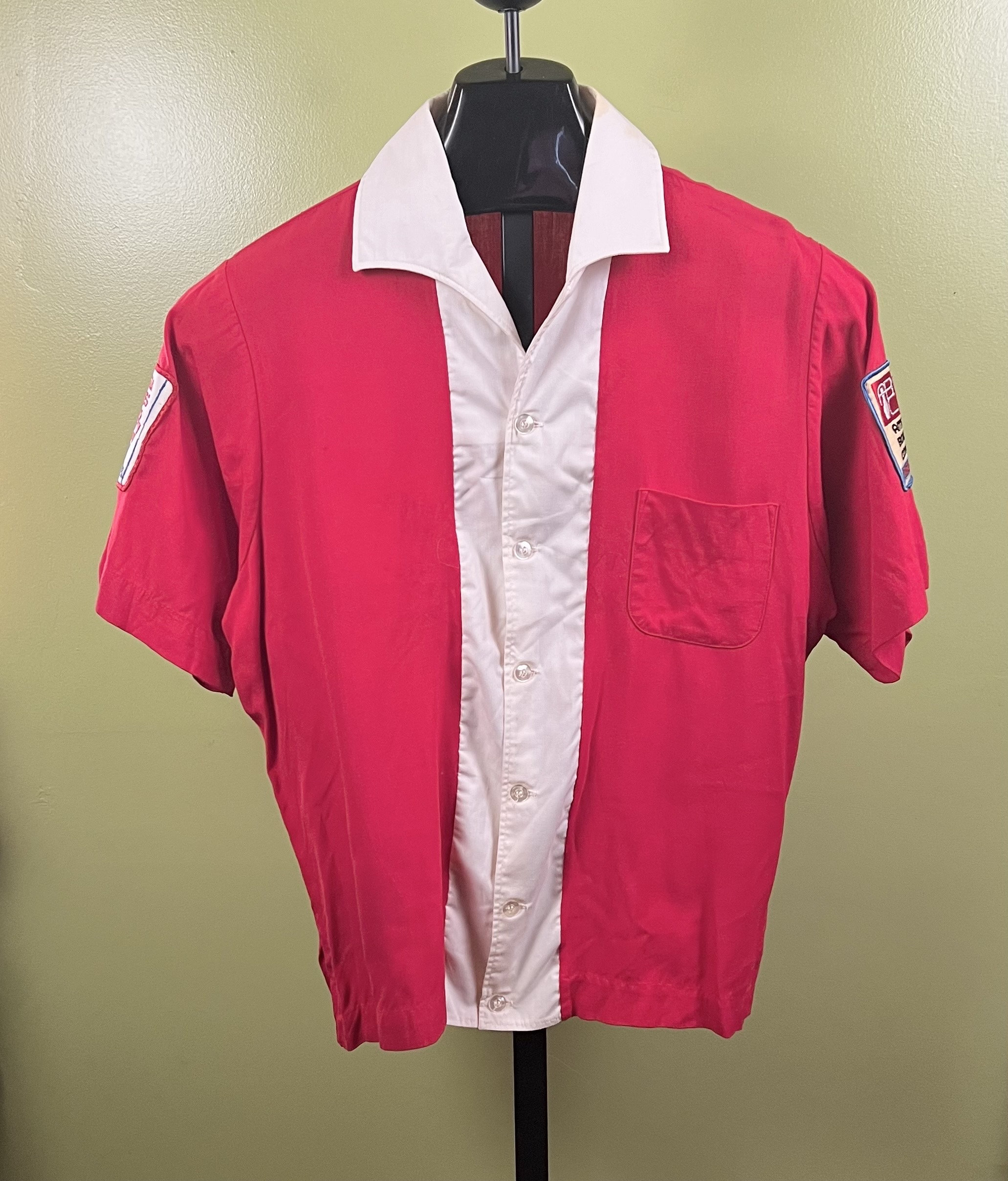 ウェア・シャツ 60's vintage king louie bowling shirt XL Vintage King Louie Red White XL XLARGE Collared Short Slv