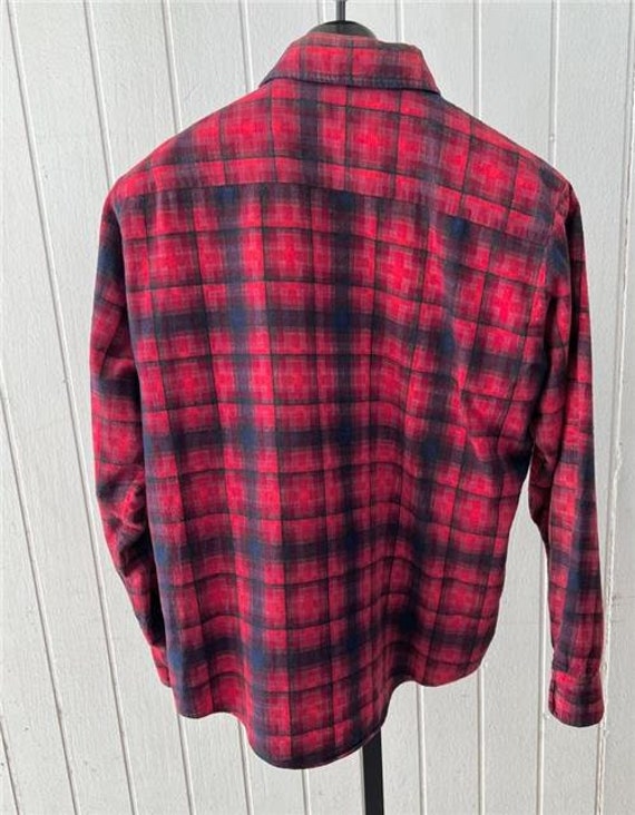 60's Shirt sz XL Red & Black Plaid Rockabilly Vtg… - image 2