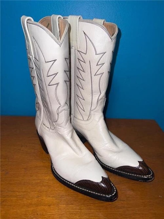Longhorn by Justin Womens Cowboy Boots sz 5 White 